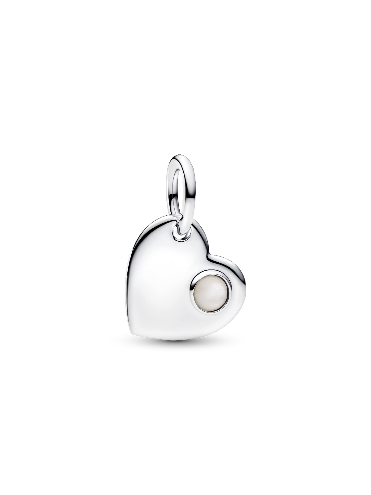 Pandora June Engravable Heart White Stone Dangle Charm