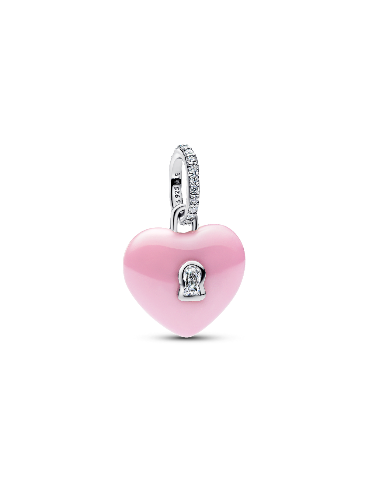 Pandora Pink Ceramic Heart Padlock Dangle Charm