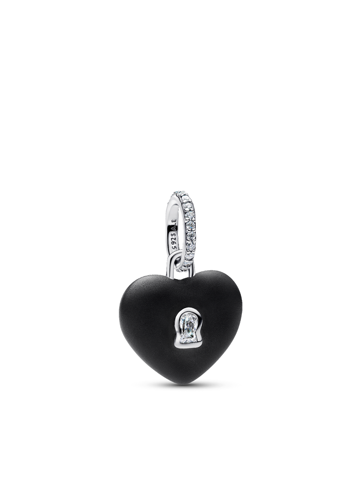 Pandora FINAL SALE - Matte Black Ceramic Heart Padlock Dangle Charm
