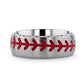 DIMAGGIO Titanium Brushed Finish Ring with Red Baseball Stitching Pattern - 8mm