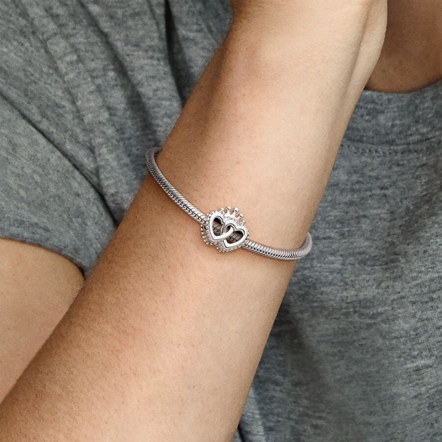 Crown and Interwined Hearts Charm