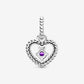February Purple Beaded Heart Dangle Charm