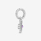 February Purple Beaded Heart Dangle Charm