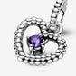 February Purple Beaded Heart Dangle Charm