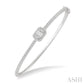 1 Ctw Emerald Shape Fusion Baguette and Round Cut Diamond Stackable Bangle in 14K White Gold