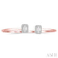 5/8 Ctw Emerald Shape Lovebright Open Cuff Diamond Bangle in 14K Rose and White Gold