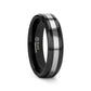 ASTADI Polished Black Beveled Ceramic Ring with Tungsten Inlay - 6mm (Limited Stock)