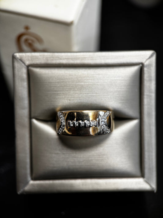 10k yellow gold Football diamond ring .11ctw