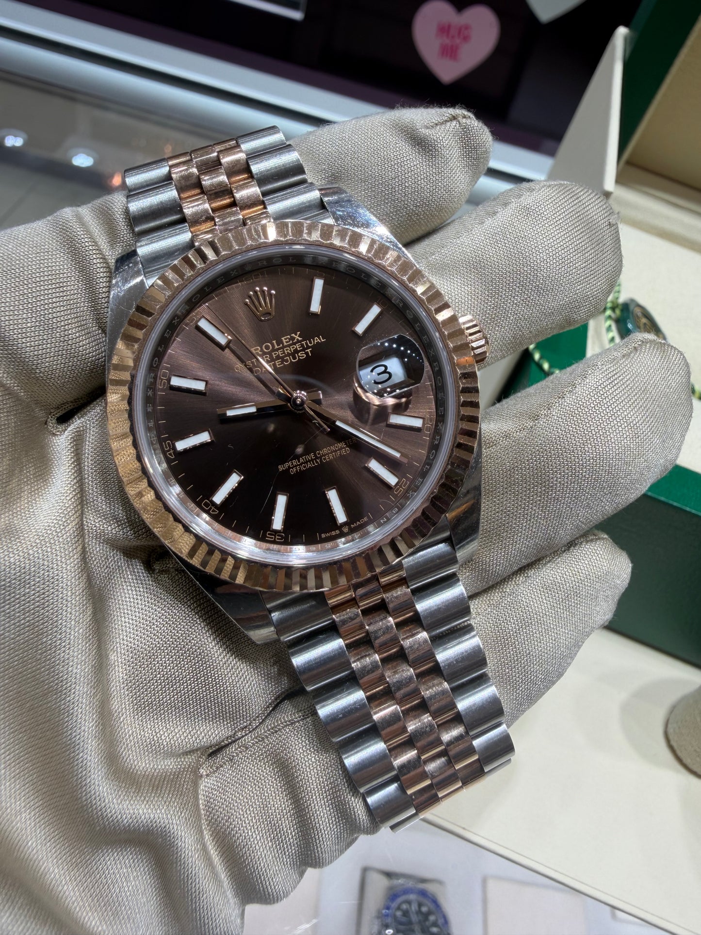 Rolex Datejust 41mm Everose Gold and Steel 126331 Choclate