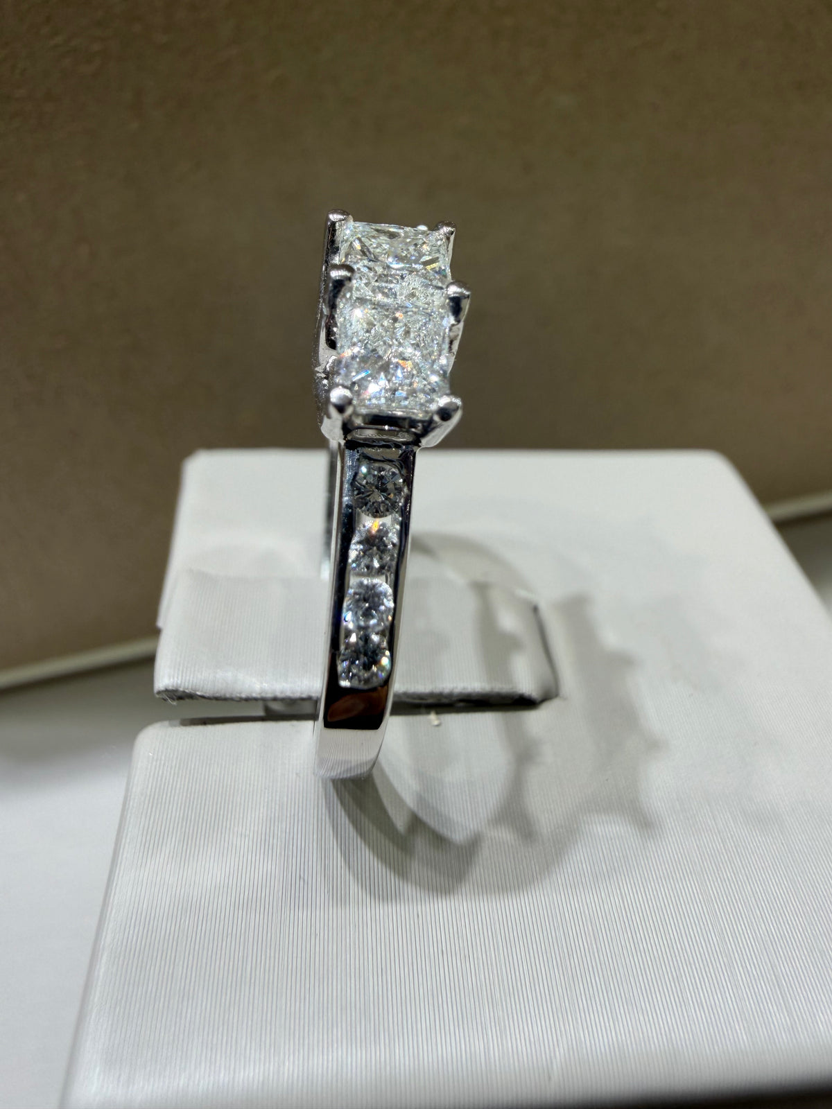 1.50 CTW Princess Cut Three-Stone Diamond Engagement Ring | 14K White Gold
