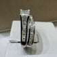 Princess Cut Diamond Wedding Set | 14K White Gold Channel-Set Bridal Ring