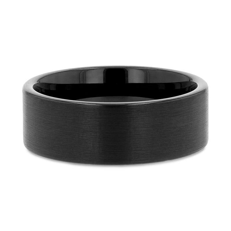 SAN ANTONIO Flat Black Tungsten Carbide Band with Brushed Finish - 4mm - 10mm - 6mm
