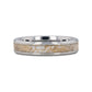 MESOZOIC Men’s Tungsten Flat Beveled Wedding Ring with White Dinosaur Bone Inlay - 4mm