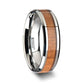 BRUNSWICK Tungsten Wedding Ring with Polished Bevels and American Cherry Wood Inlay - 6mm - 10mm