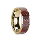 GAELAN Flat 14K Yellow Gold Polished Ring with Red Dinosaur Bone Inlay - 8mm