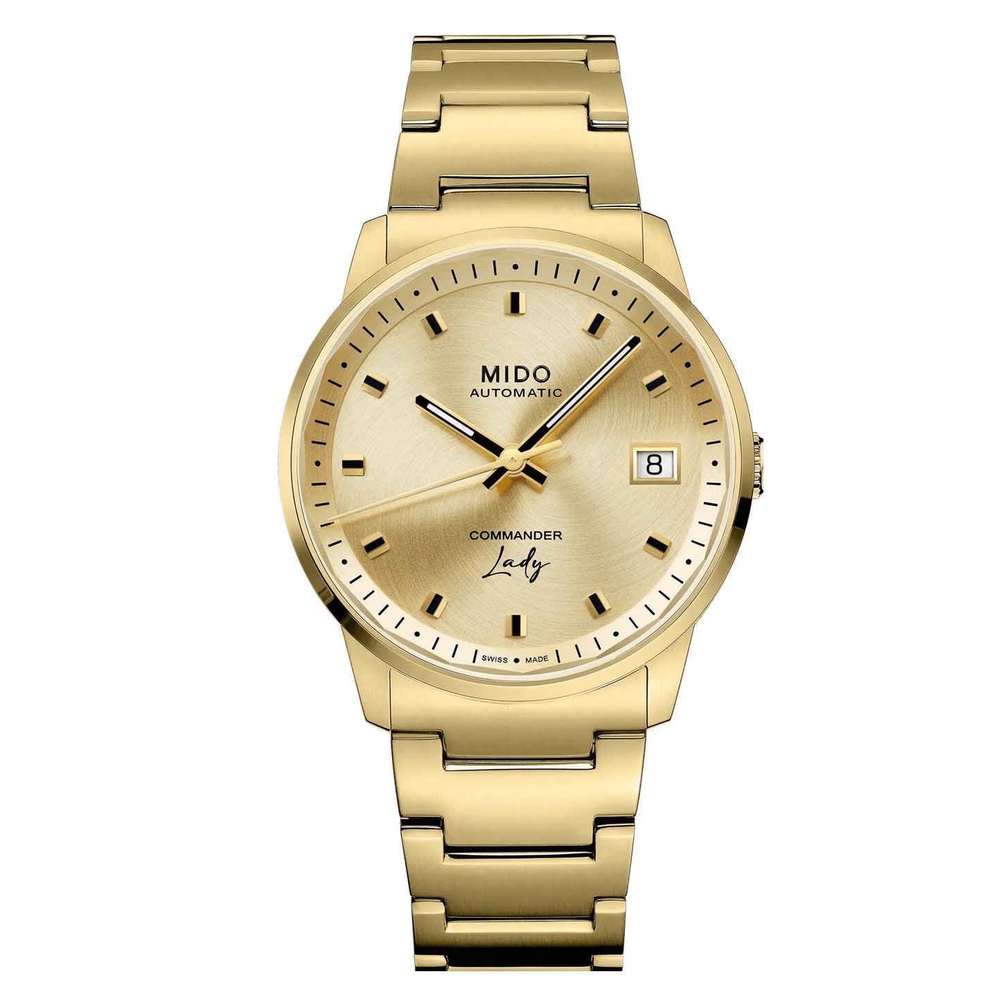 MIDO Commander Lady Champagne Dial Yellow Gold-Tone Stainless Steel Watch - 35mm
