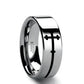 SIDEWAYS CROSS on Flat Tungsten Carbide Ring