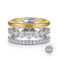 Gabriel & Co. 14K White Yellow Gold Graduating Diamond Easy Stackable Ring 3/4CTW SZ6.5