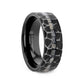 FISSURE Black Tungsten Ring with Hammered Finish and Meteorite Inlay - 8mm