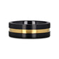 VIVALDI Black Ceramic Wedding Band With Yellow Gold Groove - 4mm - 8mm