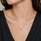 Gabriel & Co. 14K White Gold Round Swiss Blue Topaz and Diamond Halo Pendant Necklace .06CTW