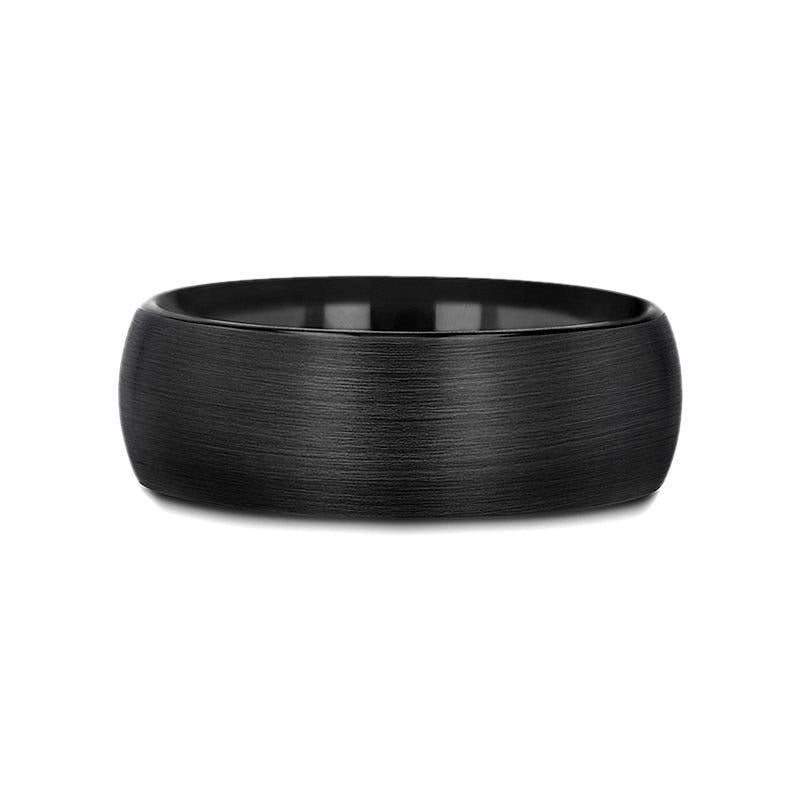 RAIDER Domed Brush Finished Black Tungsten Wedding Band - 2mm - 12mm - 6mm