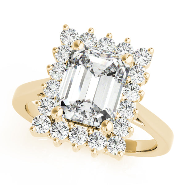 Solitaire Halo Emerald-Cut Engagement Rings