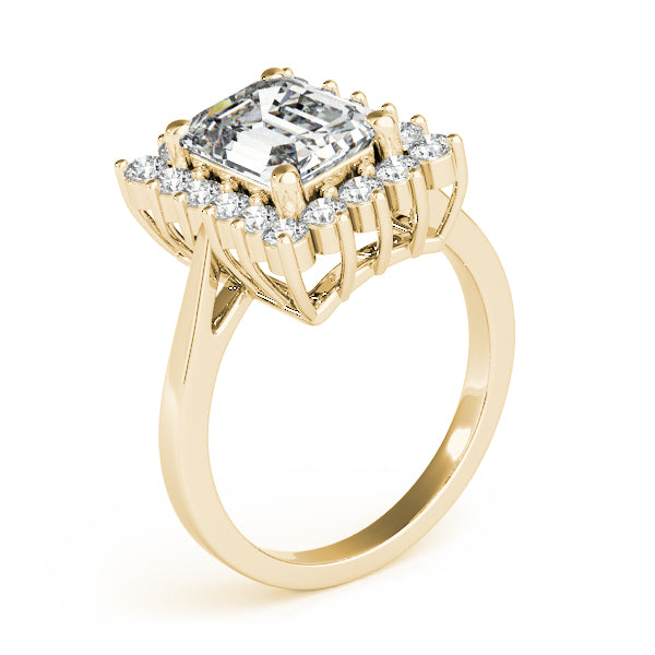 Solitaire Halo Emerald-Cut Engagement Rings