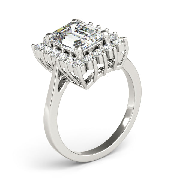Solitaire Halo Emerald-Cut Engagement Rings