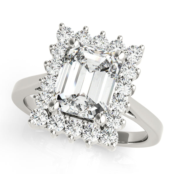 Solitaire Halo Emerald-Cut Engagement Rings