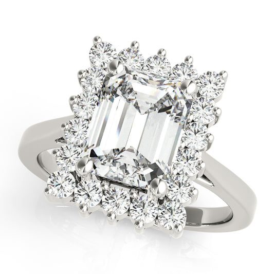 Solitaire Halo Emerald-Cut Engagement Rings