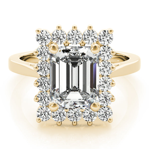 Solitaire Halo Emerald-Cut Engagement Rings