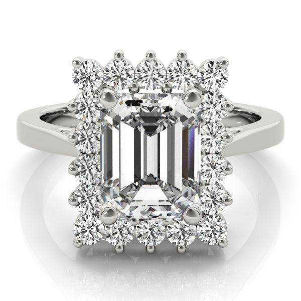 Solitaire Halo Emerald-Cut Engagement Rings