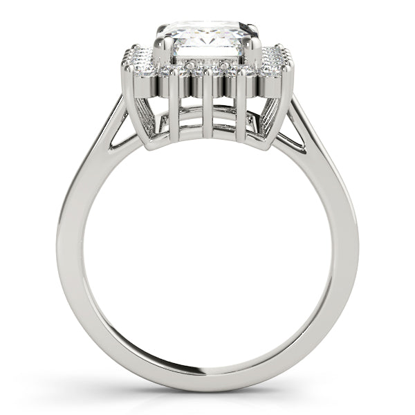 Solitaire Halo Emerald-Cut Engagement Rings