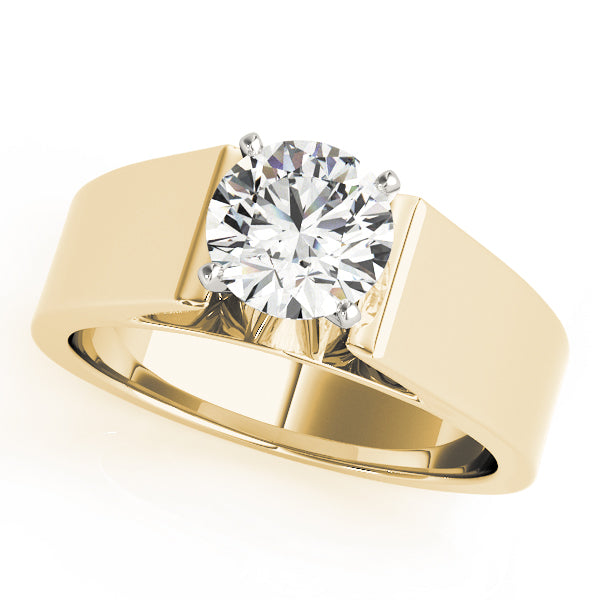 Wide Cathedral Solitaire Engagement Ring