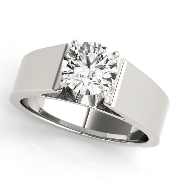 Wide Cathedral Solitaire Engagement Ring