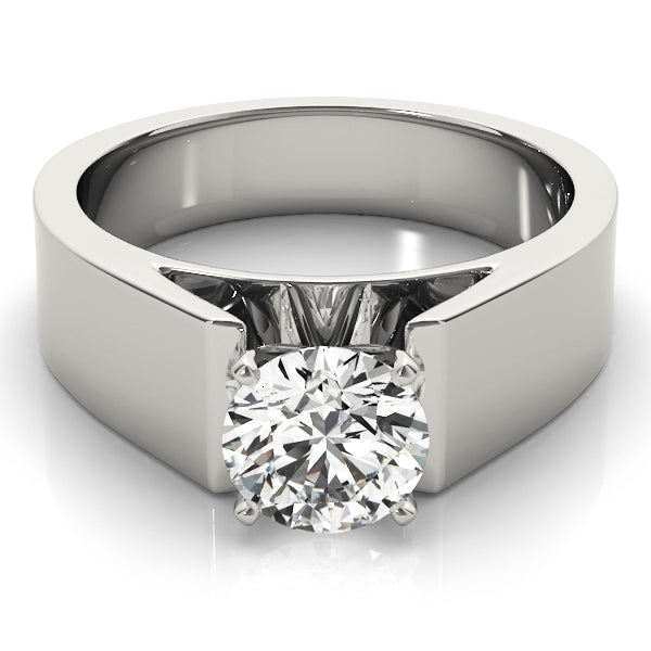 Wide Cathedral Solitaire Engagement Ring