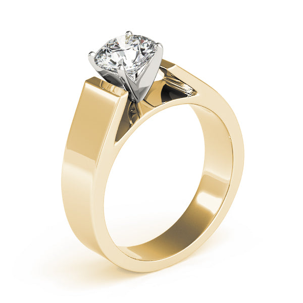 Wide Cathedral Solitaire Engagement Ring
