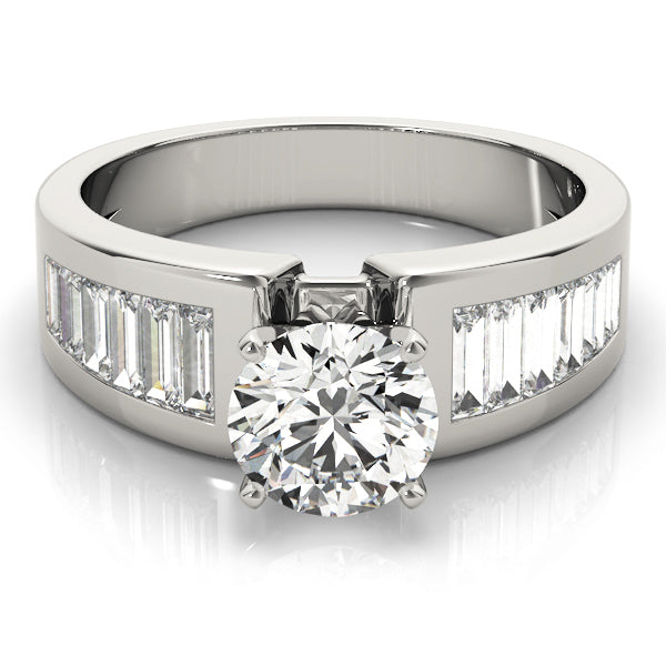 Wide Channel-Set Straight Baguette Engagement Ring