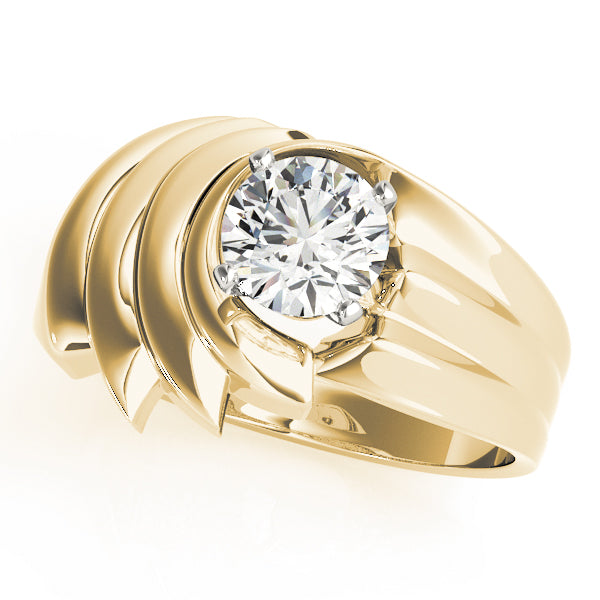 Swirl Solitaire Wide Engagement Ring