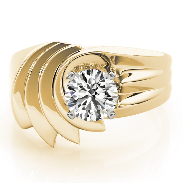 Swirl Solitaire Wide Engagement Ring