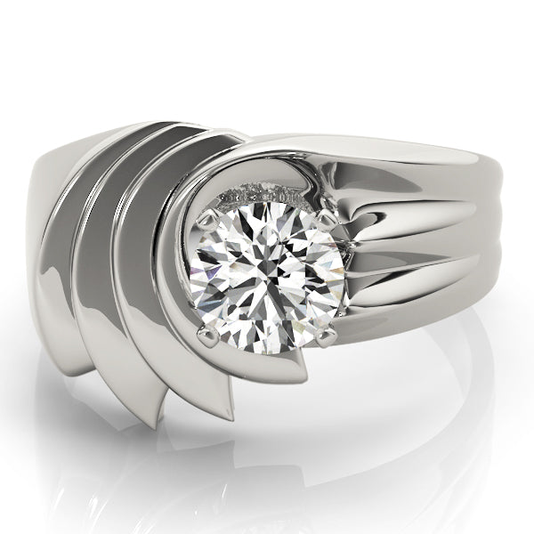 Swirl Solitaire Wide Engagement Ring