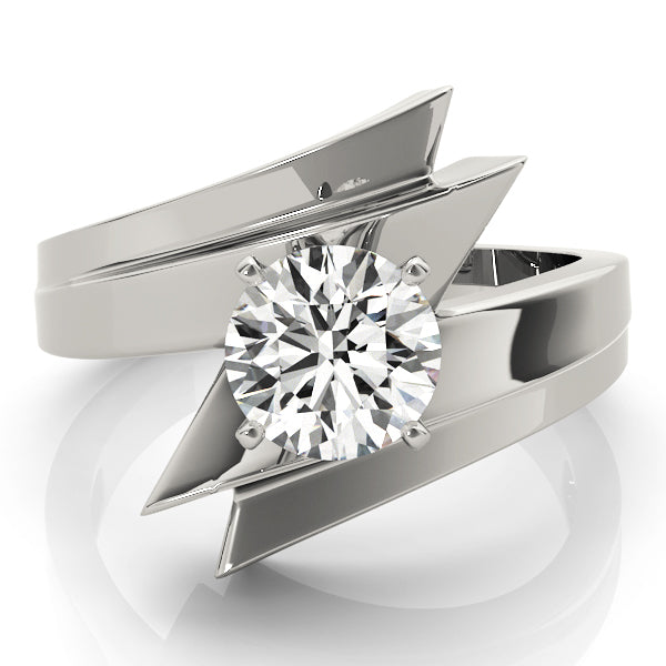Bypass Solitaire Round Engagement Ring