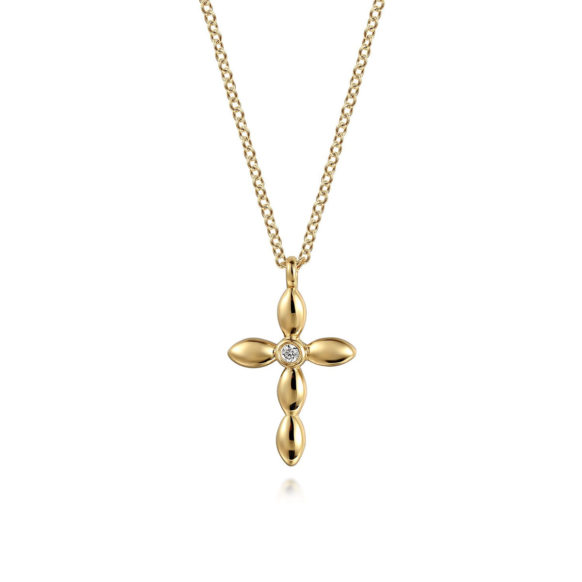 Gabriel & Co. 14K Yellow Gold Diamond Cross Necklace .02CTW