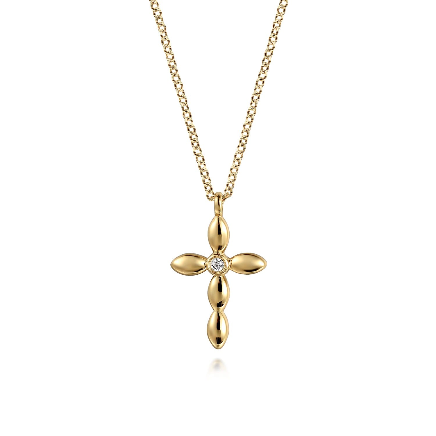 Gabriel & Co. 14K Yellow Gold Diamond Cross Necklace .02CTW
