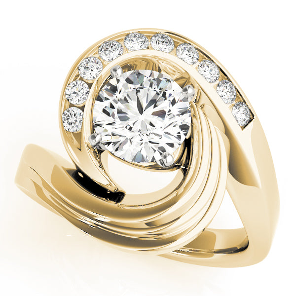 Channel Set Swirl Solitaire Engagement Ring