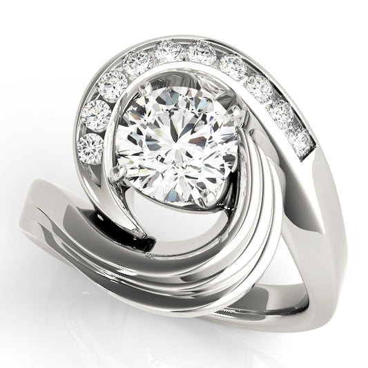Channel Set Swirl Solitaire Engagement Ring