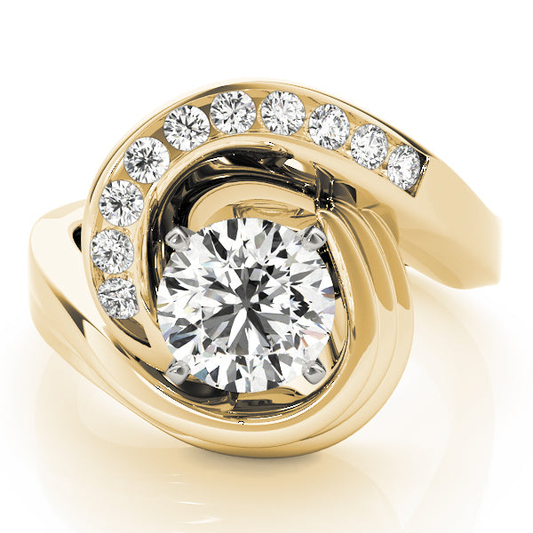 Channel Set Swirl Solitaire Engagement Ring