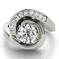 Channel Set Swirl Solitaire Engagement Ring