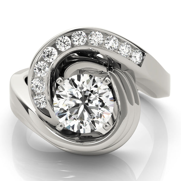 Channel Set Swirl Solitaire Engagement Ring